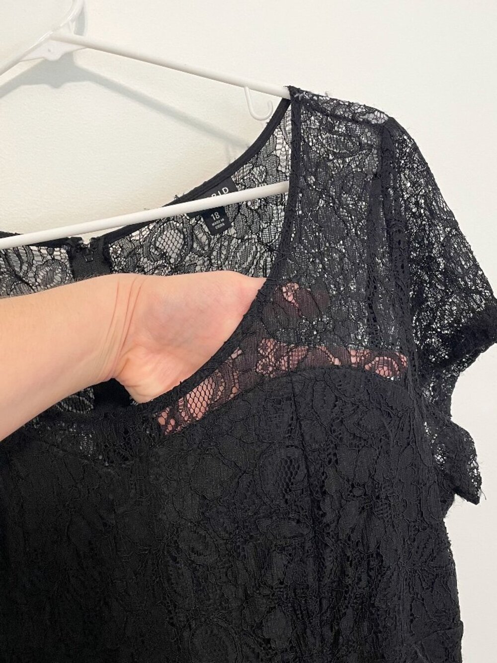 TORRID Plus Size Illusion Yoke Lace Dress Black Short Sleeve Party Whimsigoth 18 - Picture 3 of 16